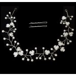 Accesoriu modern pentru decor par WED08KK Argintiu cu perle de 35cm